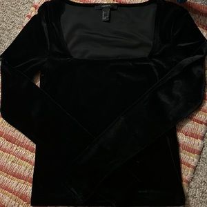 Cropped Black Velvet Top